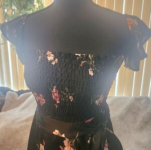 Privy Black Floral Smocked Dress